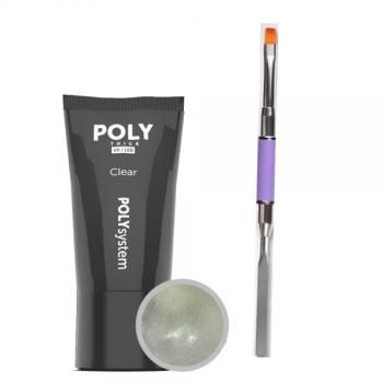 Poly Acryl Gel in der Tube CLEAR/KLAR 30 g inkl.  Poly Gel Pinsel flach gerade mit Spatel