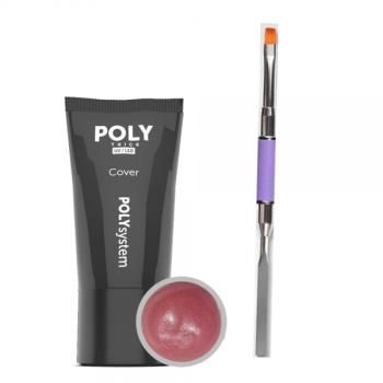 Poly Acryl Gel in the tube Cover 30g - Acrylgel  Cover and Poly Gel brush flat straight incl. Spatula