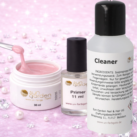 Set per unghie con gel ricostruttivo Natural Nude 30 ml - Primer-Cleaner 100 ml