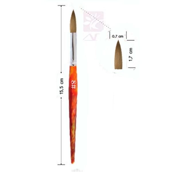 Acrylic brush Exclusive Gr. 8 red - AGB-80 pen brush for acrylic modeling - acrylic brushes for nail design