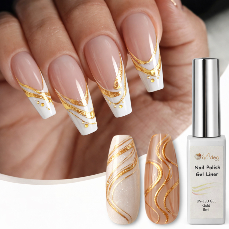 Nail Polish Nail Liner gold 8ml – Vernis UV précis pour nail art pour des motifs filigranes