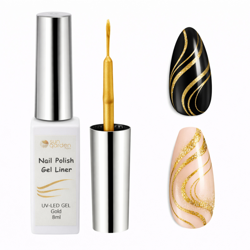 Nail Polish Nail Liner gold 8ml – Vernis UV précis pour nail art pour des motifs filigranes