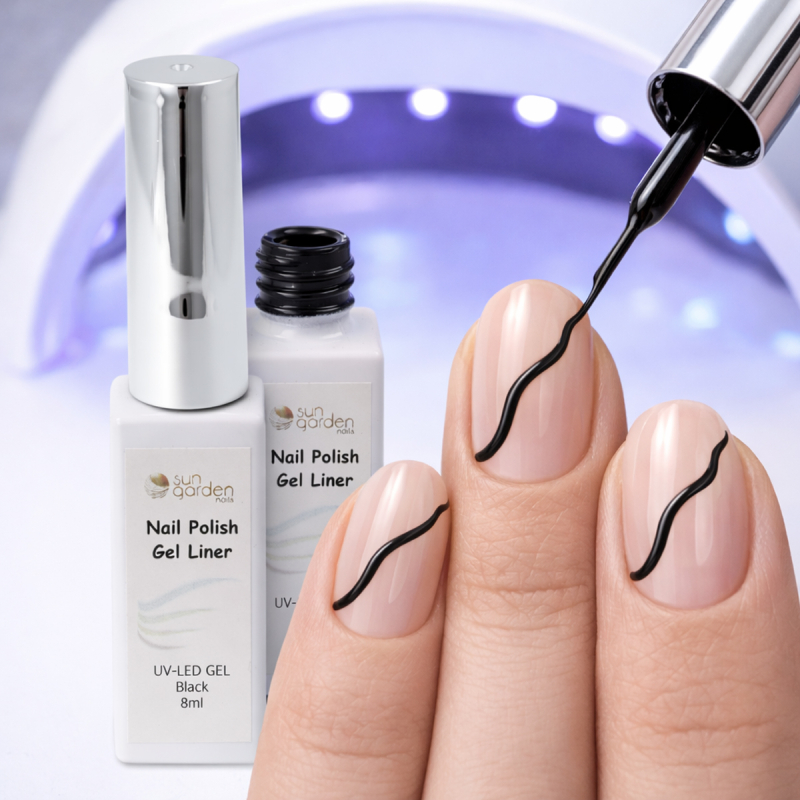 Nail Polish Nail Liner Black 8ml – Vernis UV précis pour nail art pour des motifs filigranes