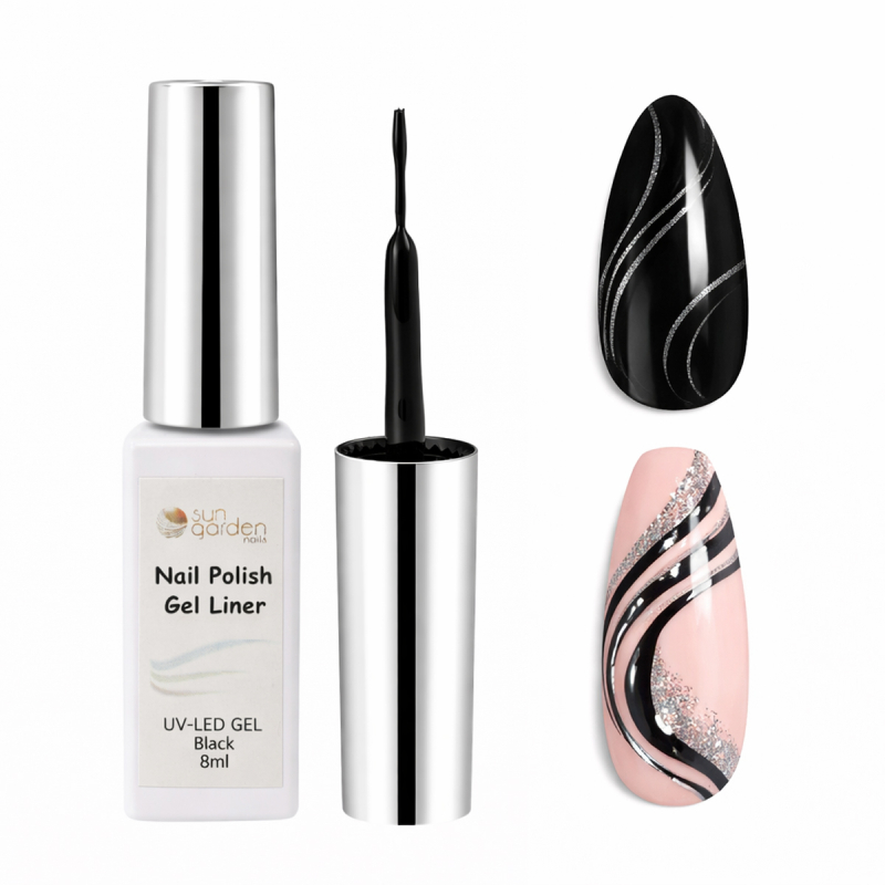 Nail Polish Nail Liner Black 8ml – Vernis UV précis pour nail art pour des motifs filigranes