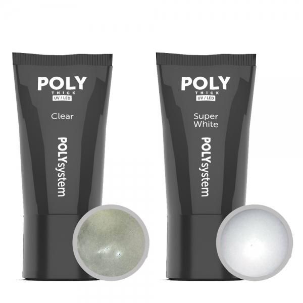 Poly Acryl Gel Set  clear und super white 2x 30g in der Tube - Acrylgel KLAR und Super Weiß