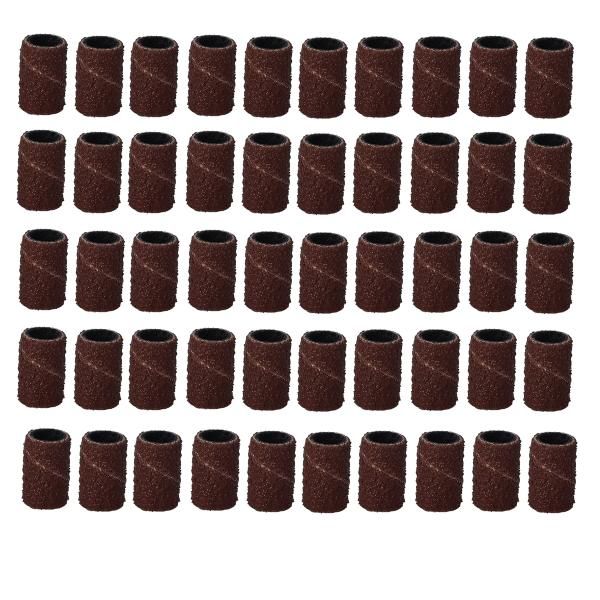 50 x  Nagelfräser grobe Schleifhülsen 80# Körnung - Schleifbänder -Schleifkappen für Elektrische Nagelfräser - Kopie