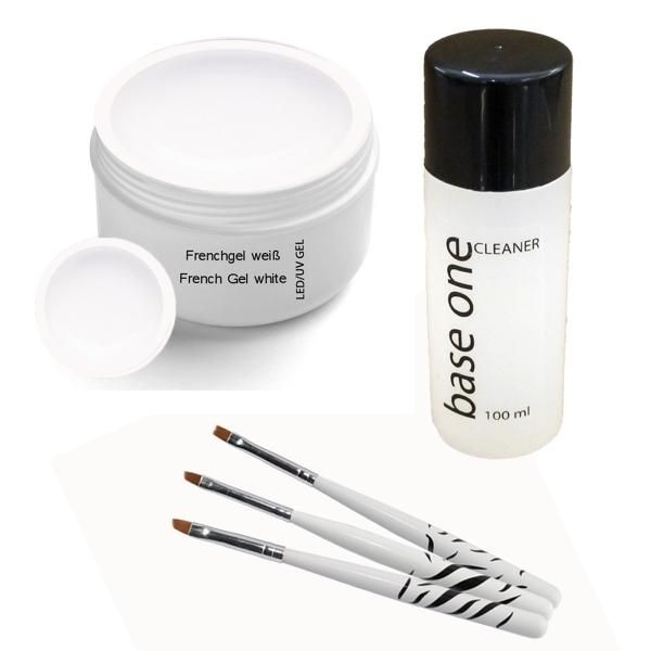 UV Classic  French Gel white 5ml incl. 3 pcs. Brush set and Cleaner 100ml
